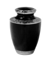 Large/Adult 200 Cubic Inches Mother of Pearl Black Brass Funeral Cremation Urn - £160.35 GBP