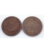 1845-1862 Straits Settlements Cent lot of 2 Coins, KM# 3 &amp; KM# 6 - $113.09 CAD