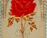 Paper Lace Gilt Applique Velvet Rose Embossed UNP Unused Vtg Postcard Pa... - £14.38 GBP