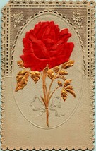 Paper Lace Gilt Applique Velvet Rose Embossed UNP Unused Vtg Postcard Pa... - $18.04