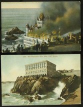 Vintage Postal History Postcard 2PC Lot San Francisco CA Cliff House Fire 1907 - £8.71 GBP