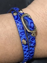 Stella & Dot Blue  Studded Leather Double Wrap Statement Snake Print Bracelet - $19.00