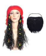 Halloween Pirate Costume Accessories Captain Dress Up Set Long Hair Wig ... - £19.53 GBP