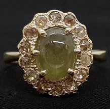 Natural 2.67ctw Green Sapphire &amp; H-SI Diamond 14K Yellow Gold 925 Ring Sz 6 - £145.14 GBP