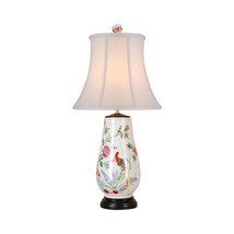 Beautiful Chinese Vase Floral Peacock Bird Motif Porcelain Table Lamp 31&quot; - £242.73 GBP