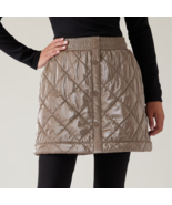 ATHLETA GIRL Toasty Buns Metallic Skirt Tan Quilted Fleece Lined LARGE/12 - £25.22 GBP