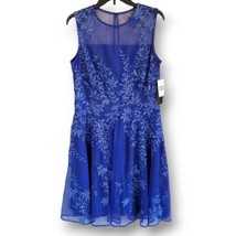 Glamour By Gabriella Skye Size 14 Sapphire Blue Sleeveless Party Floral ... - £40.81 GBP