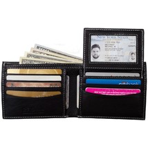 Genuine Leather Men Wallet with RFID Blocking, Bifold Black Wallet - £11.66 GBP