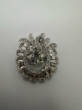 Vintage Eisenberg Ice Clear Rhinestone Ornate Brooch 4.9cm - £46.72 GBP