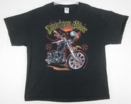 Motorcycle T-Shirt Mens XL American Biker Leavittsburg Ohio Eagle Flag Black - £8.49 GBP