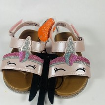 Baby Girl Unicorn Sandals Infant Size 5 Flexible Hard Sole - £15.65 GBP