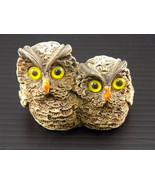 Vintage Porcelain OWL FIGURINE Super Cute 2 Owls Side By Side 2&quot; Tall - $129.43 MXN