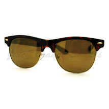 Multicolor Reflective Lens Sunglasses Round Half Horn Rim Fashion - £8.01 GBP