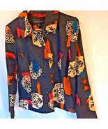 Briggs New York Women&#39;s Suit Jacket Blazer Black Orange Floral Stretch B... - $295.07 MXN