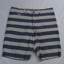 Gap 34 x 10&quot; Blue White Stripe Lived In Chino Shorts - £12.58 GBP