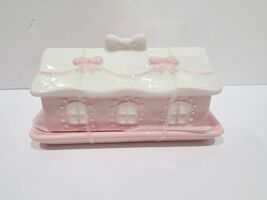 Christmas pink Ceramic Bow Butter Dish Kitchen Decor - $497.55 MXN