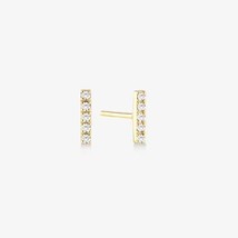 1/10CT Genuine Moissanite Bar Stud Earrings in 14K Yellow Gold Plated Silver - £70.82 GBP