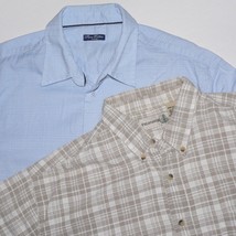 Lot Of 2 Men&#39;s Xl Shirts ~ Vgc ~ Used ~ Textured / &#39;untuck&#39; ~ Short Sleeve ~ $19 - £14.13 GBP