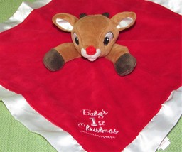 BABY 1st CHRISTMAS RUDOLPH SECURITY BLANKET Red Nosed Reindeer Plush Red... - £12.40 GBP