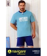 Pijama 3 Botones de Hombre Media Manga de Algodón Navigare Jersey Art.14... - $33.21 CAD