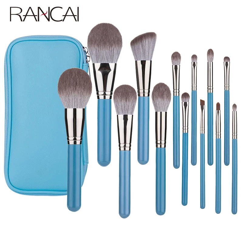 Makeup Brushes Set 13pcs with Leather Bag Foundation Powder Blush Eyeshadow Eyeb - £18.67 GBP