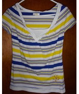 South Pole Blue Yellow White Bright Stripes Women&#39;s Top Never Worn Size L - €6,93 EUR