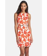 Eliza J Belted Print Sheath Dress SZ 6 Ivory Orange - $178,445.11 MXN
