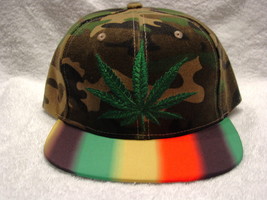 Marijuana Leaf Cannabis Weed Pot Flat Bill Snapback Baseball Cap Hat #4 - £10.62 GBP