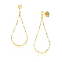 14k Yellow Gold 1.58&quot; Length x 0.70&quot; Width Women&#39;s Curved Chain Drop Earrings - £180.73 GBP