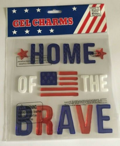 Primary image for 4th Of July Window Gel Clings Patriotic USA Red White Blue Home Of The Brave