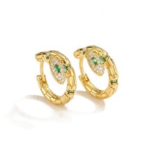 High Quality Colorful Crystal Zirconia Snake Earrings Punk Style Gold Color Smal - £7.97 GBP
