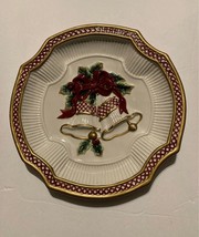 Fitz &amp; Floyd Christmas Plate ~ Gold White Red Green - £15.91 GBP