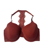 VICTORIA&#39;S SECRET Perfect Coverage Rust Brown Lace T-Back Front Close Br... - $19.79