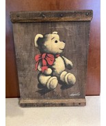 Joyce LANGELIER Designs ‘Teddy Bear’ 16 X 11.75 Vintage Wooden Art Hand Painted