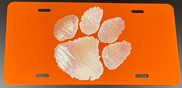 Orange Tiger Paw Car Vanity Tag Engraved Etched on Aluminum License Plate GIFT - £18.06 GBP