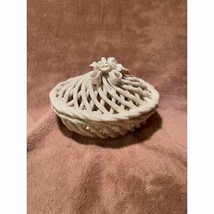 Vintage White Capodimonte Covered Porcelain Wicker Basket - £16.88 GBP