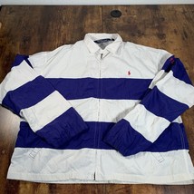 VTG Polo Ralph Lauren Mens XL Blue White Striped Windbreaker Jacket Snow... - £116.80 GBP