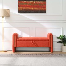 Modern Teddy Bed End Bench w/ Arms, Storage, Upholstered Footrest - $180.99