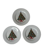 Vintage Christmas Tree Snack Dessert Plates Set of 3 Sea Gull Fine China 7&quot; - $14.84