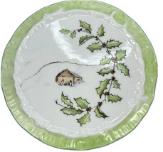 Vintage Oval Christmas Plate~ Decorative Wall Hanging Signed BEA Landscape Japan - £7.56 GBP