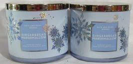 Bath &amp; Body Works 3-wick Scented Candle Lot Set Of 2 Gingerbread Marshmallow - £50.03 GBP