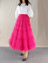 Brown Tiered Tulle Maxi Skirt Outfit Women Custom Plus Size Holiday Tulle Skirt image 12