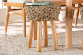 Euclid Natural Seagrass and Acacia Wood Stool - $193.00