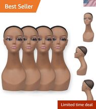 4 Pcs Lifelike Female Plastic Mannequin Head Wig Stand Realistic Wig Dis... - $195.95
