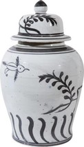 Temple Jar Vase Flying Bird Black Vintage White Crackle Ceramic Han - $409.00