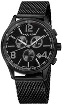 NEW Akribos XXIV AK719BK Mens Ultimate Chronograph Black Steel Mesh Date Watch - £41.41 GBP