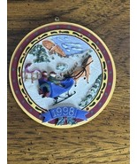 Vintage Hickory Farms 1998 Horse drawn Sleigh Christmas Ornament Round - $15.00