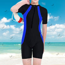 Kids Boys Girls Short Sleeve Swimsuit Zippered Wetsuit Swim One Piece Co... - £13.36 GBP
