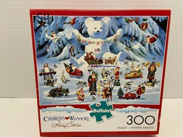 Charles Wysocki 300 Piece Jigsaw Puzzle Buffalo Jingle Bell Teddy &amp; Friends - £6.62 GBP