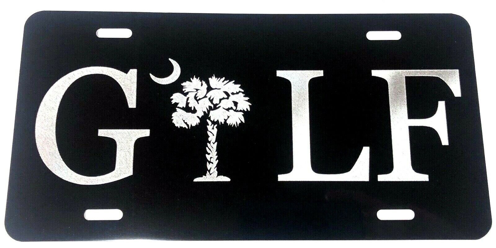 SC South Carolina Golf Diamond Etched Engraved Blk License Plate Tag Great Gift